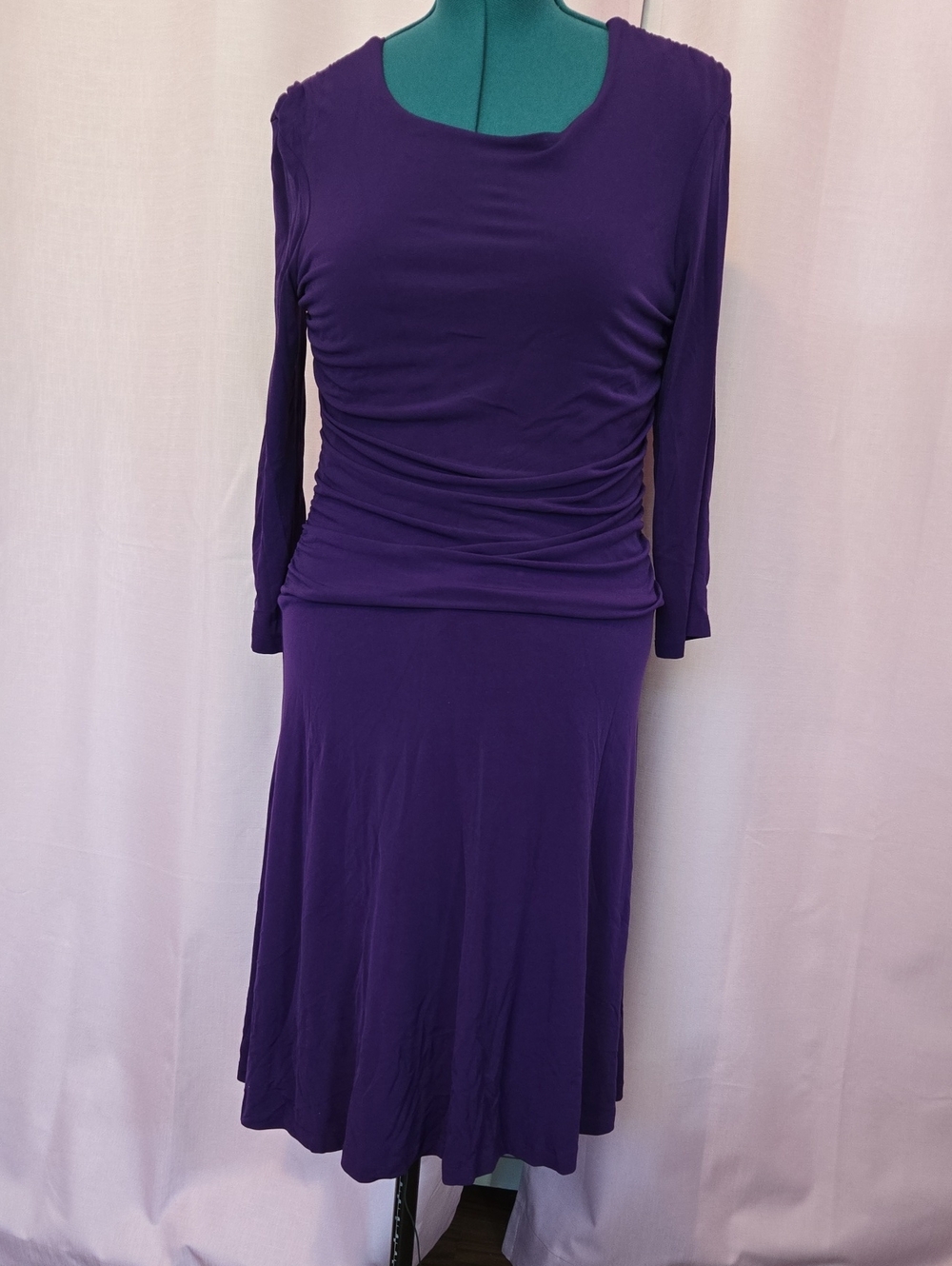 Enfocus Studio Purple Long-Sleeve Ruched Waist Dress